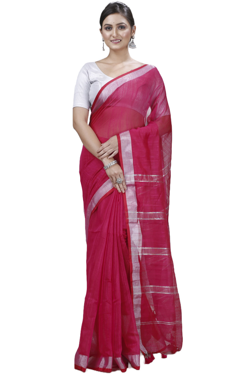 Pink Blended Cotton Toshini Hand Loom Saree (1185)